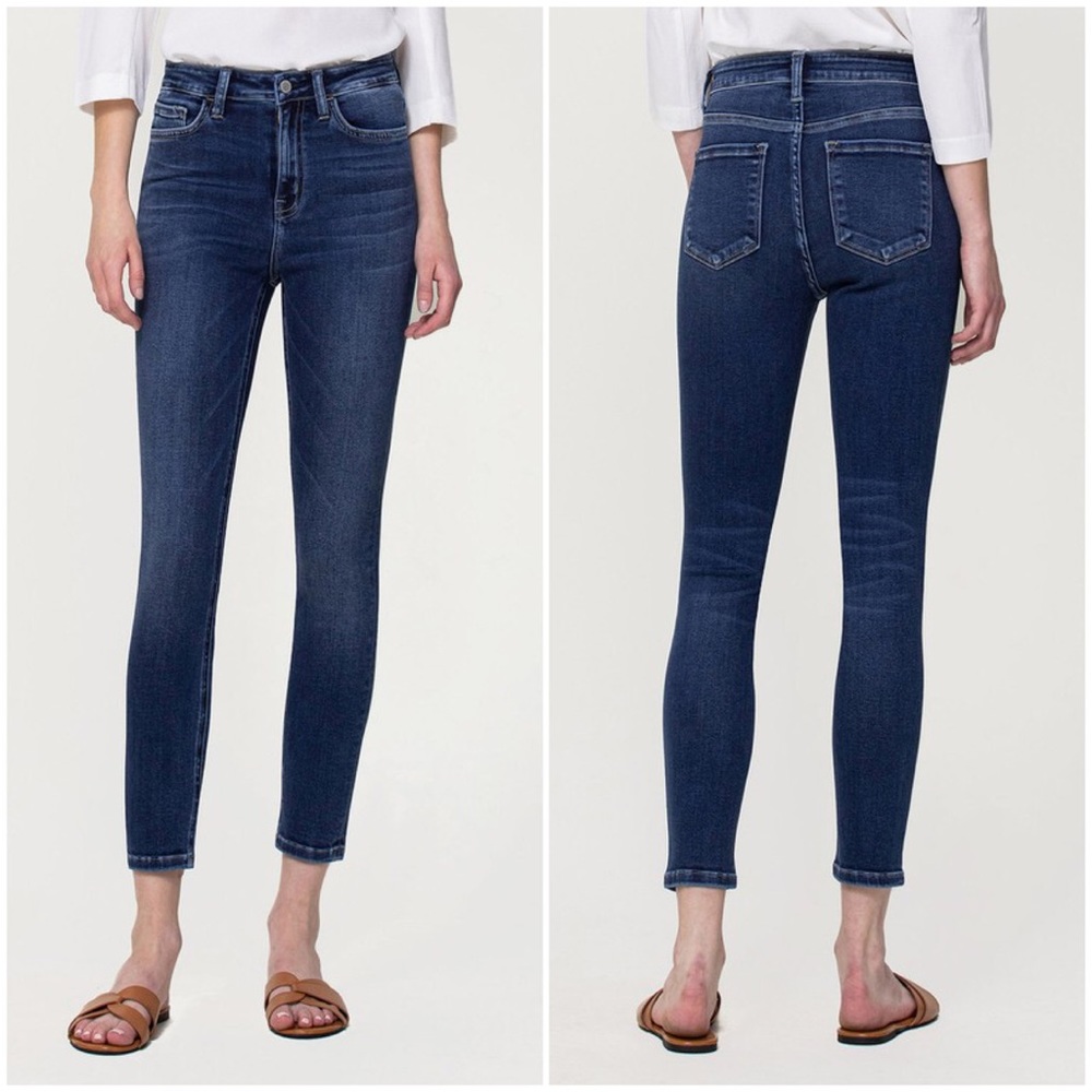 Flying Monkey Jeans Super Soft High Rise Crop Skinny Dark Blue Size 31
